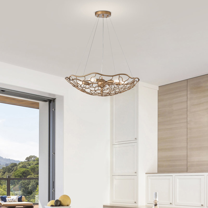 Lustre en bronze fait à la main à 6 lumières de 26 po Mckee