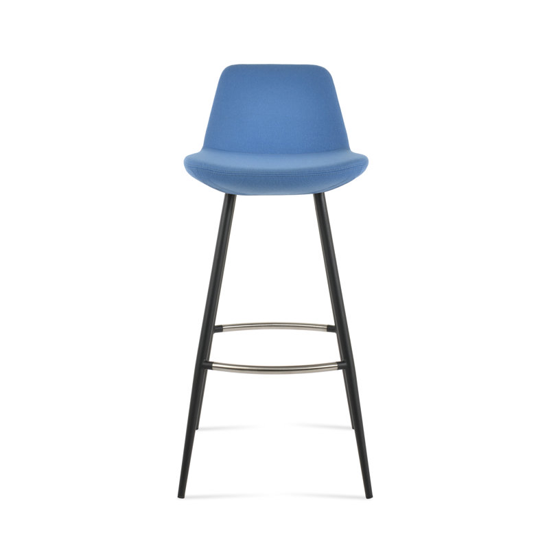 Tabouret de bar et de comptoir Pera Galata, Counter Stool (24" Seat Height), Black/SS, Black Faux Leather