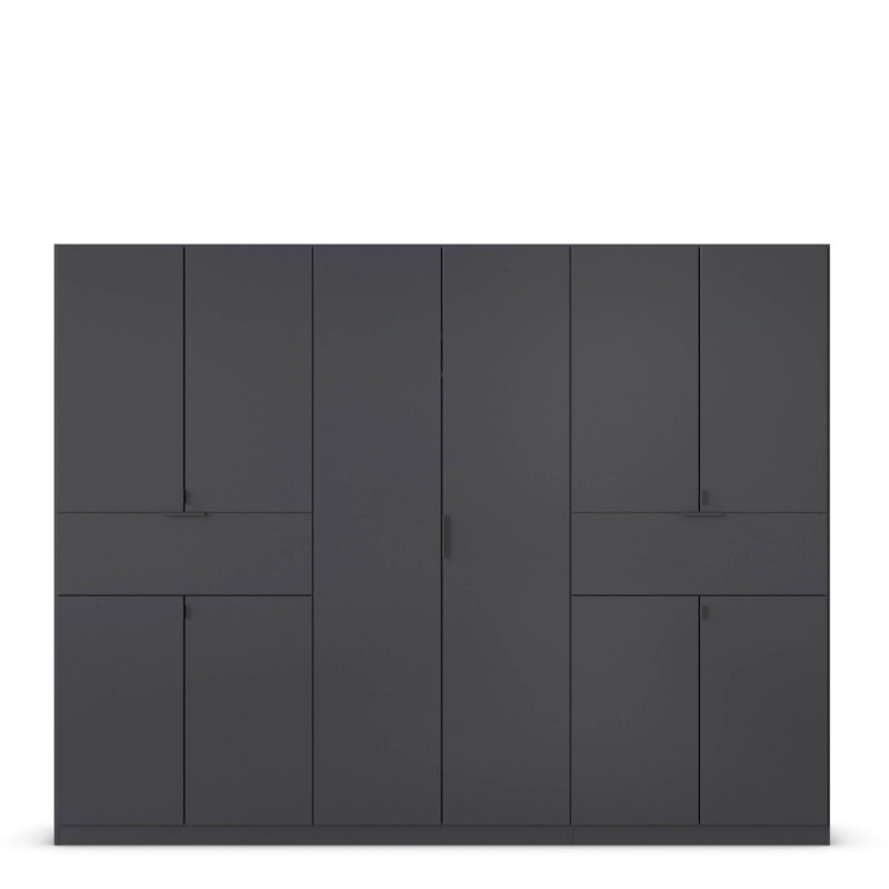 Tivareo 6 Hinged Door Wardrobe available in many colour combinations 2 Drawer INCL. Delivery and Assembly, Metallic Grey