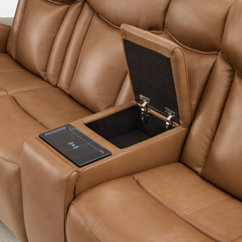 Canapé inclinable électrique 96,5 po avec console, deux moteurs et super zéro gravité Norrington, Selle de cuir