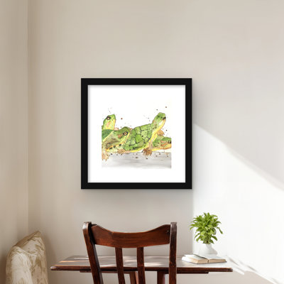 Small Aquatic Turtles - Brown Illustrated Framed Print Decor