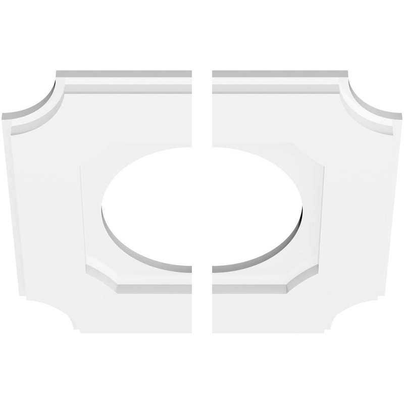 Médaillon de plafond contemporain en PVC de qualité architecturale Locke, deux pièces, H 1 po x l 14 po x P 14 po