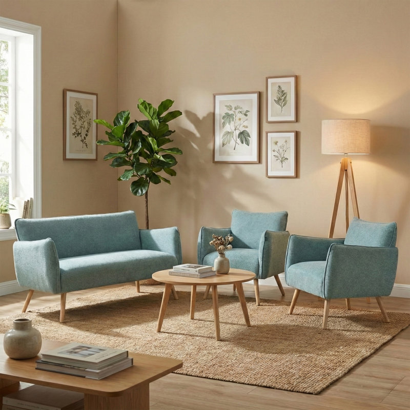 Carvalho Upholstered Soft Touch Fabric Armchair, Teal