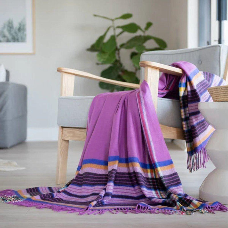 Hand Knotted Throw Blanket, Purple