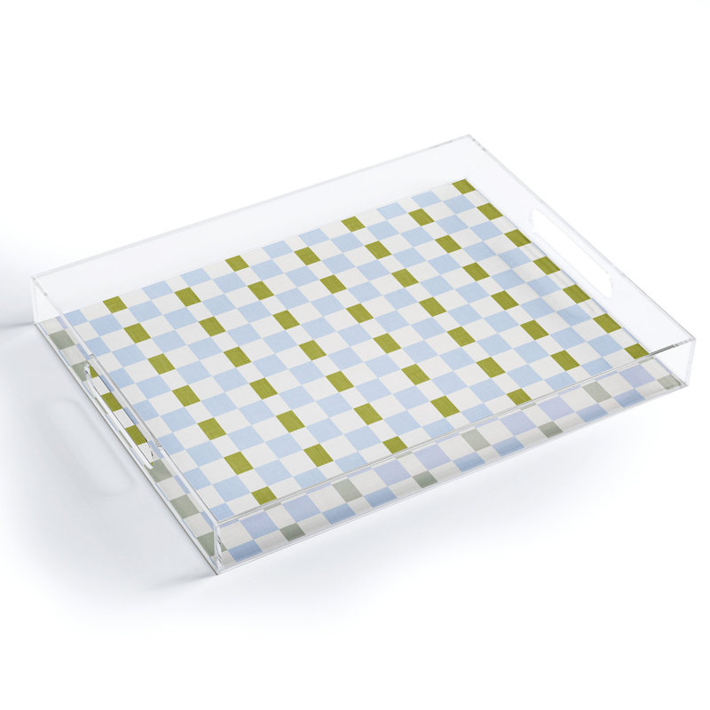 Plateau en acrylique Cassidy Rae Marietta, Crème, crème, À damier