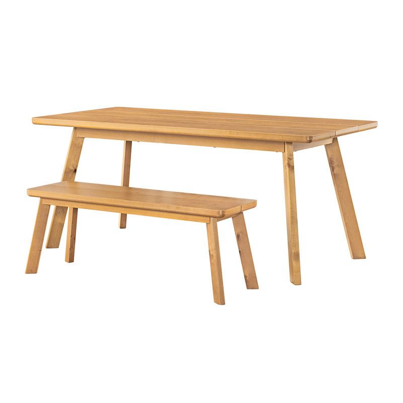 Shelburne 73" Wide Farmhouse Style Solid Wood Dining Table And Bench Set