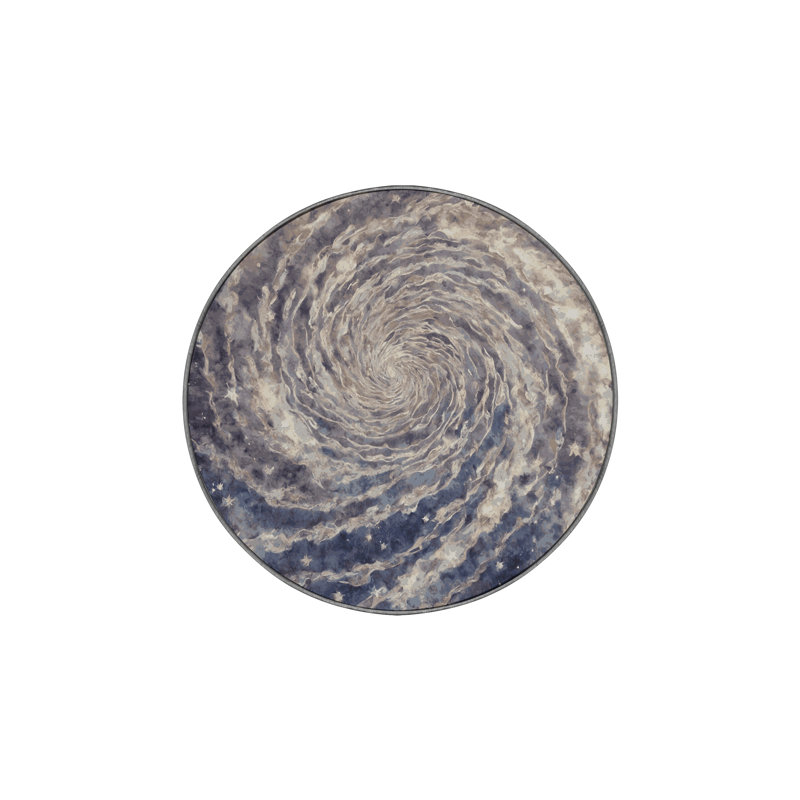 Tapis gris soyeux et moelleux, Rond 3 pi