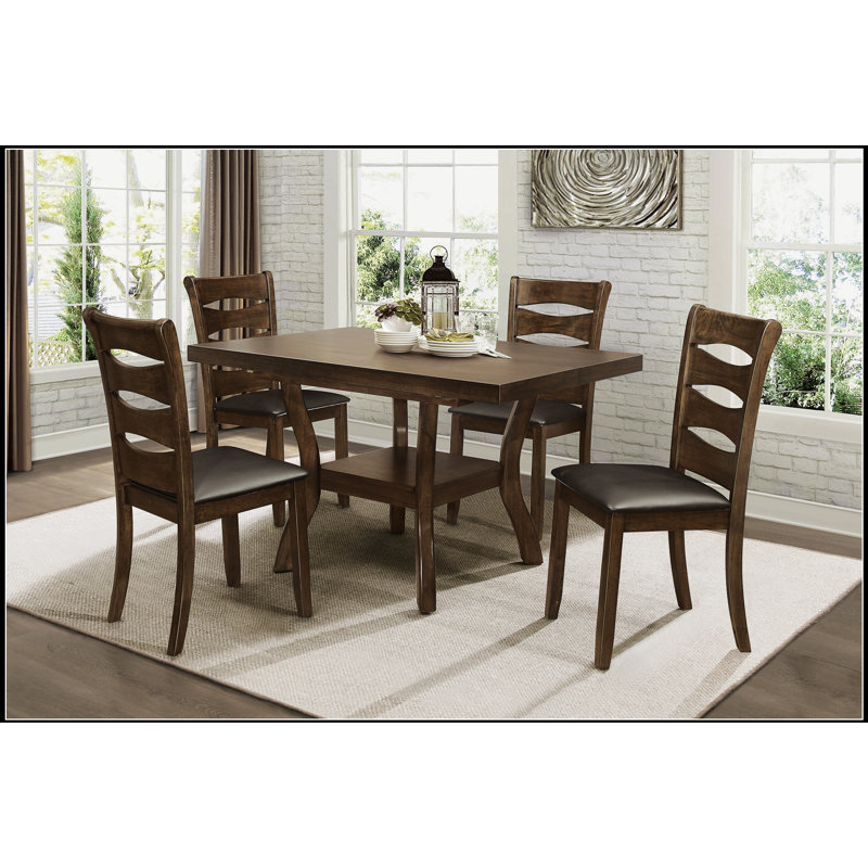 Ensemble de salle à manger 5 pièces transitionnel avec rallonge et 4 chaises d'appoint, meubles en bois brun durable pour les maisons modernes et traditionnelles