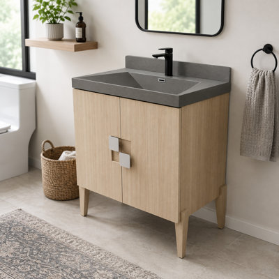 Fetnete 31.5'' Single Bathroom Vanity with Composite Granite Top