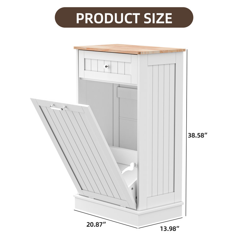 13 Gallons Tilt Out Trash Cabinet, White