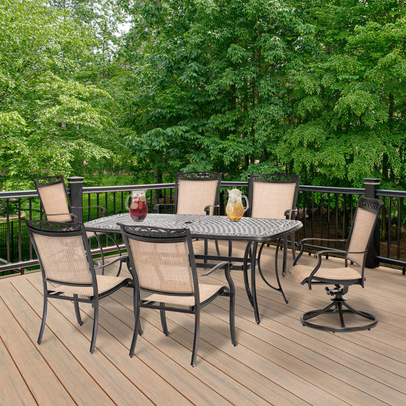 Bucher 6 - Person Patio Dining Set with Rectangular Table , Cushions Included