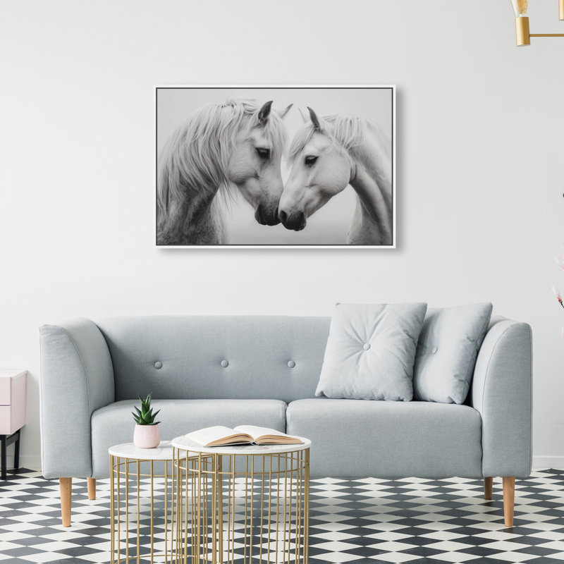 Twin Souls I Print by Oliver Gal, 11"H x 16"W, White Floater Frame