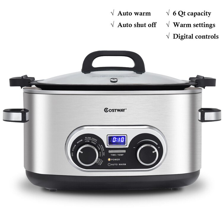6 Qt Oval Analog Slow Cooker (Stainless Steel)