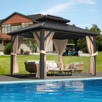 Auvent - Alliage d'aluminium + plaque de fer, toit double en aluminium