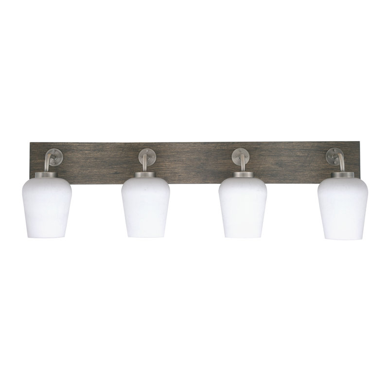 Barre d'éclairage de salle de bain 4 lumières Oxbridge, Graphite / gris vieilli, Clair