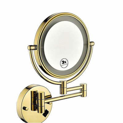 8-inch LED wall-mounted magnifying makeup mirror - 1X/3X magnification, 360-degree rotation