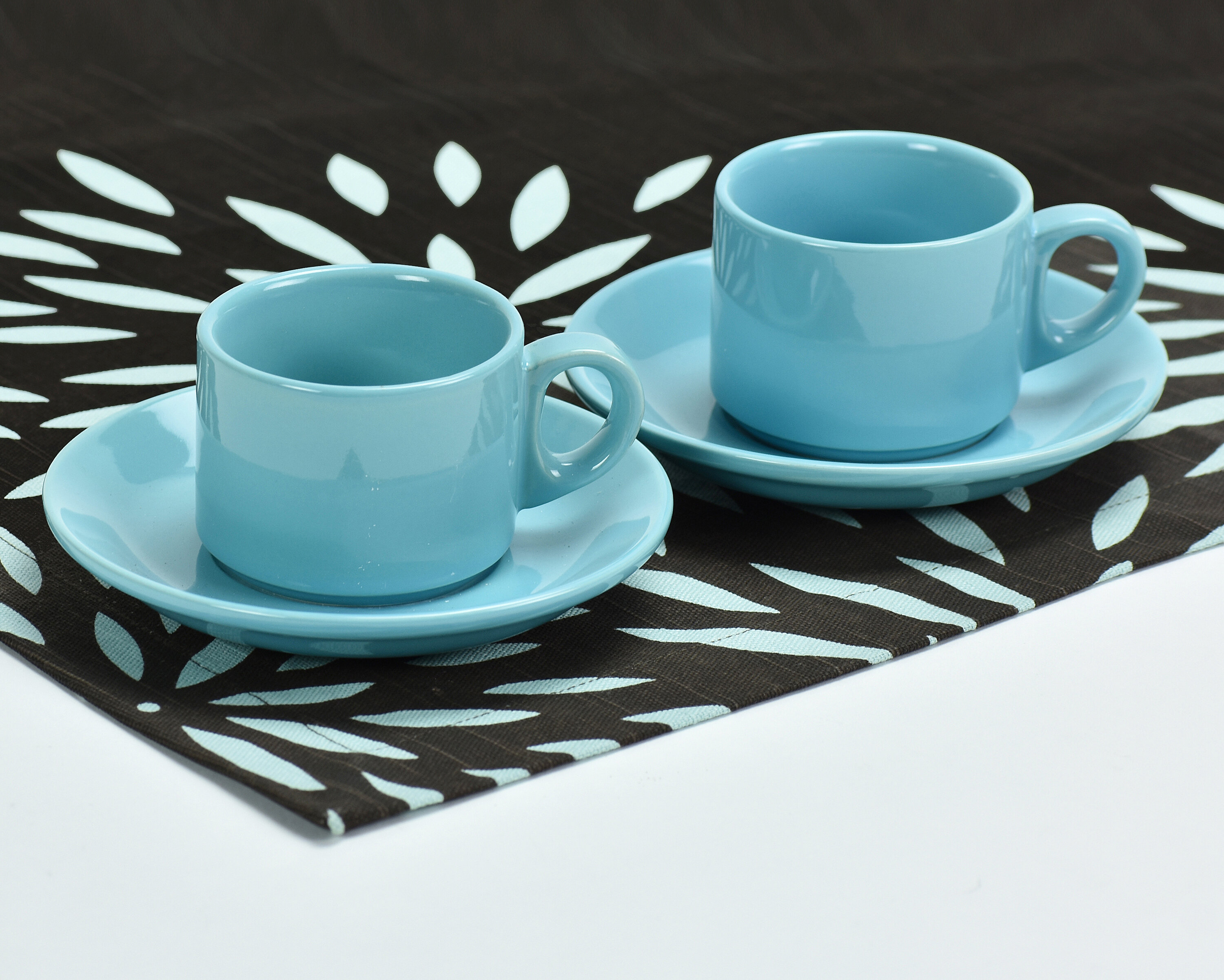 Colorful Espresso Cups Set with Matching Saucers (11 shades) - Black