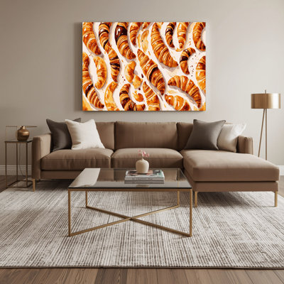 Desserts croissants, art mural sur toile beige
