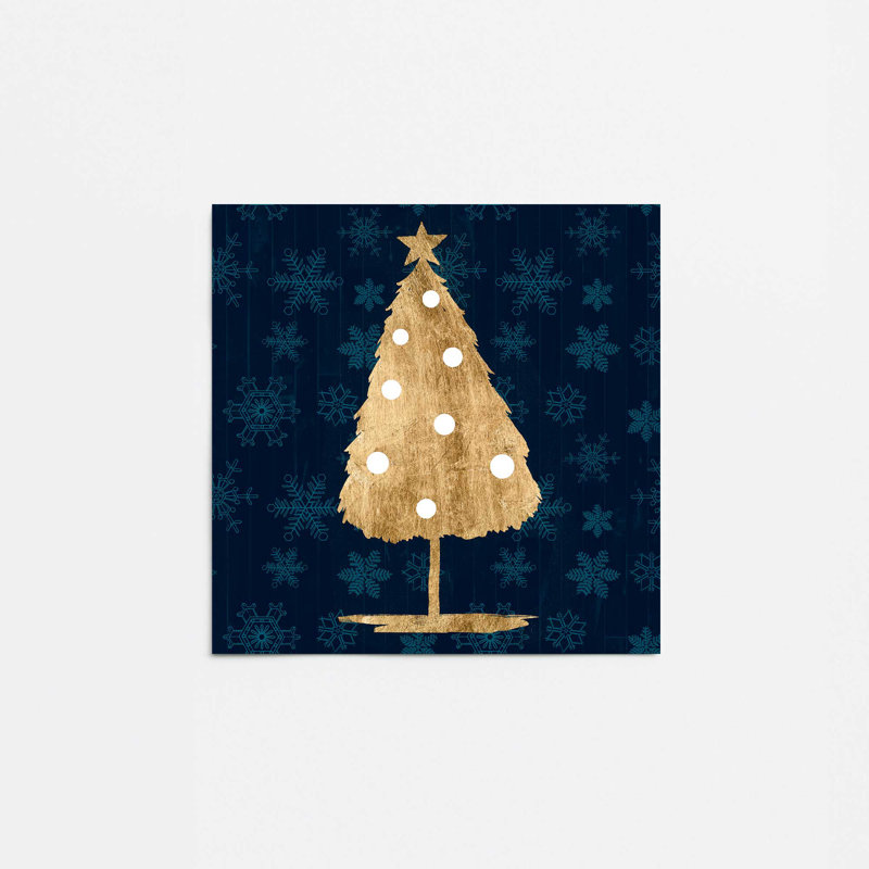 Arbre des Fêtes avec imprimé bleu marine I, Sans cadre, papier, H 12 po x l 16 po