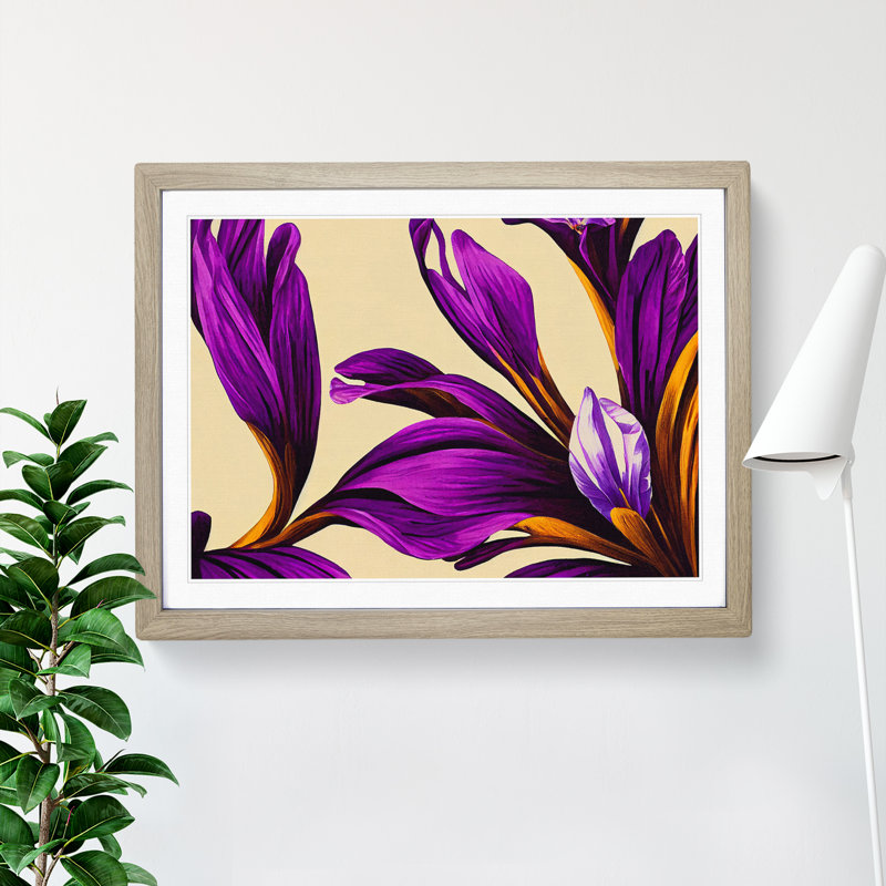 Evolving Modern Flowers - Single Picture Frame Print, 34cm H x 46cm W x 2cm D, Oak