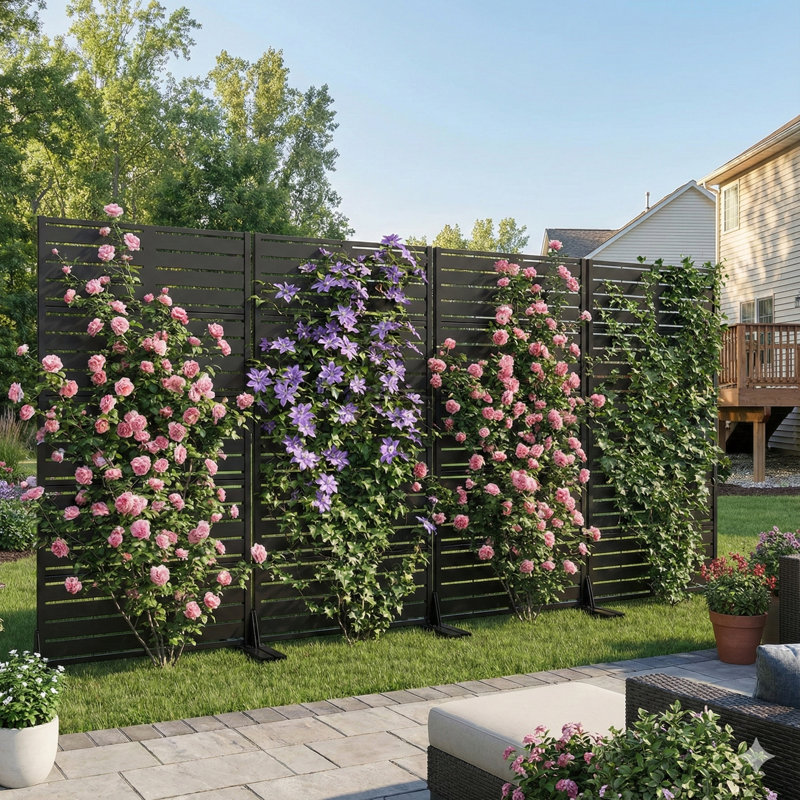 Metal Privacy Metal Screen Fence Panel, 59'' H X 59'' W X 16'' D