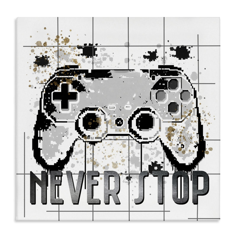 «Never Stop Pixel Gamer Canvas», conception de Kim Allen, H 17 po x l 17 po
