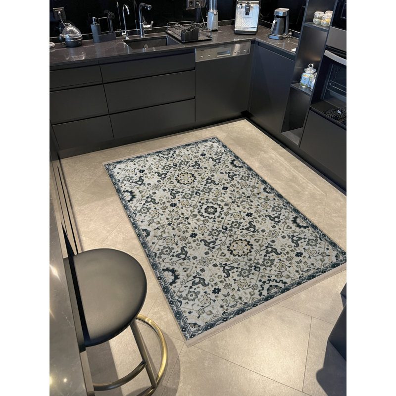 Tapis décoratif multicolore à motif floral frangé et à motif floral traditionnel, Tapis de couloir 2 pi 8 po x 6 pi 7 po