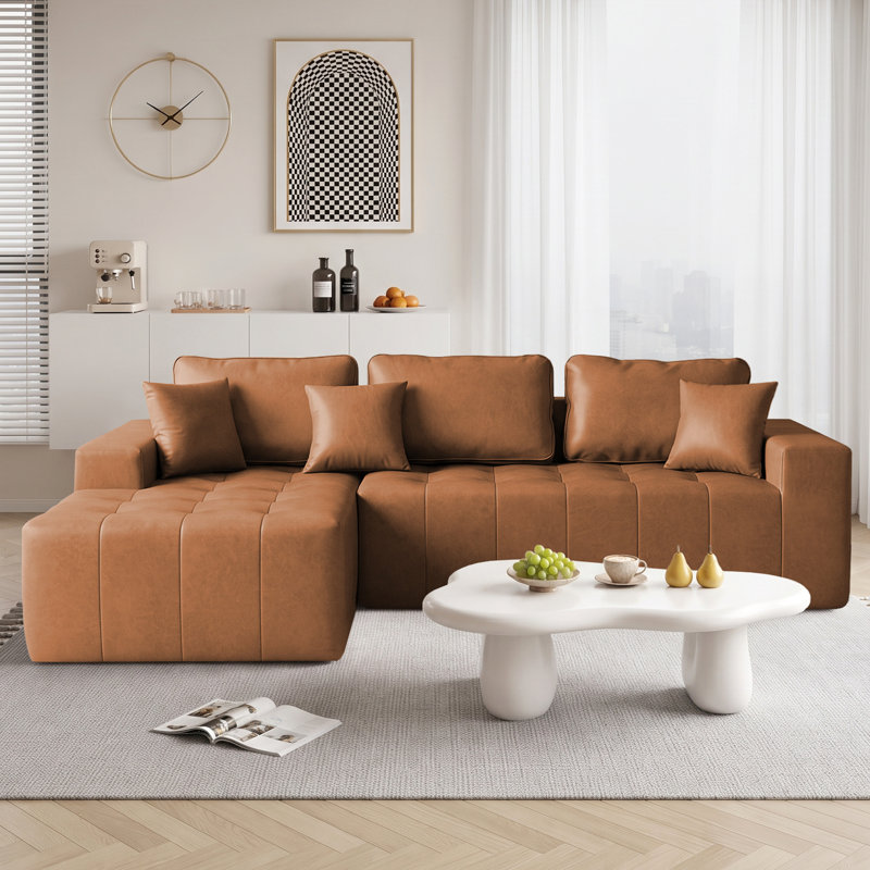Canapé modulaire en L 108 po pour salon modulaire en L 108 po, Light Brown, Left Hand Facing