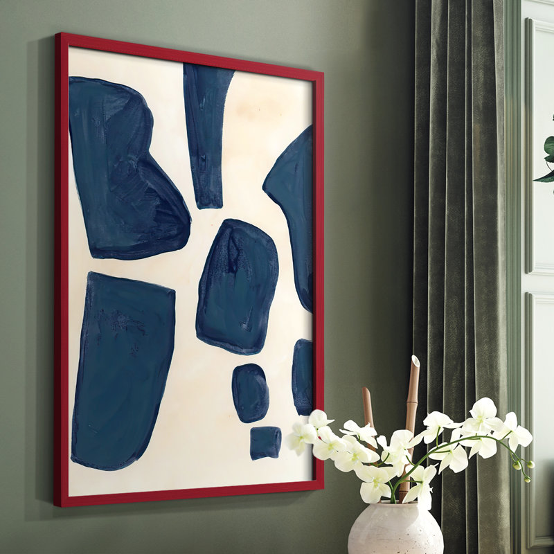 «Blue P pièces I», reproduction encadrée - bois massif, Rouge, H 10 po x l 8 po