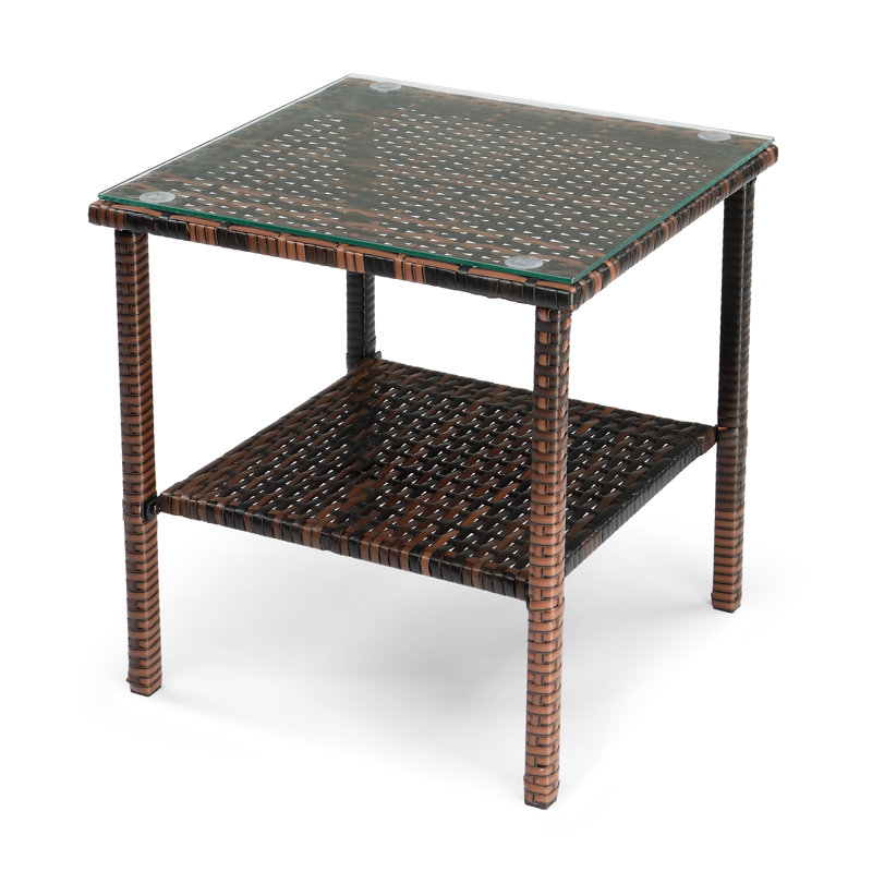 Patio Rectangular Side Table, Brown