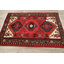 Tapis rouge en laine noué à la main de conception unique 3 pi 2 po x 4 pi 7 po années 1980 Maur