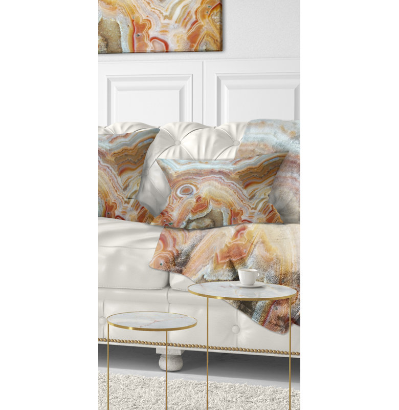 Coussin lombaire à rayures abstraites et ovales sur agate
