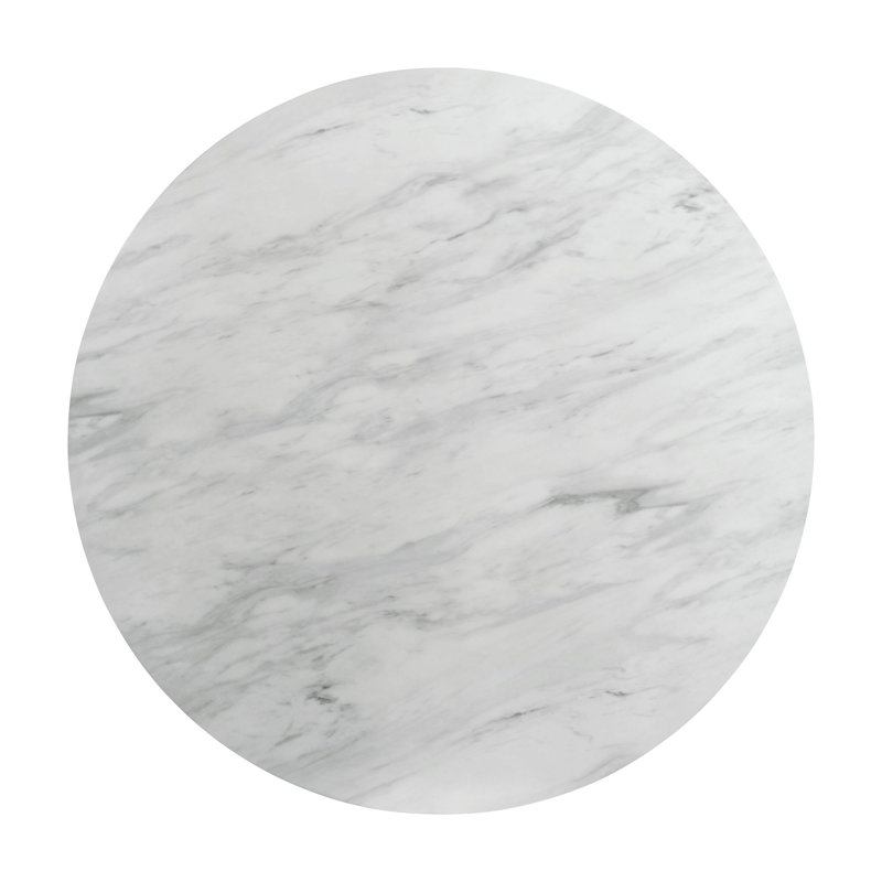 48-Inch Round White Faux Marble Dining Table