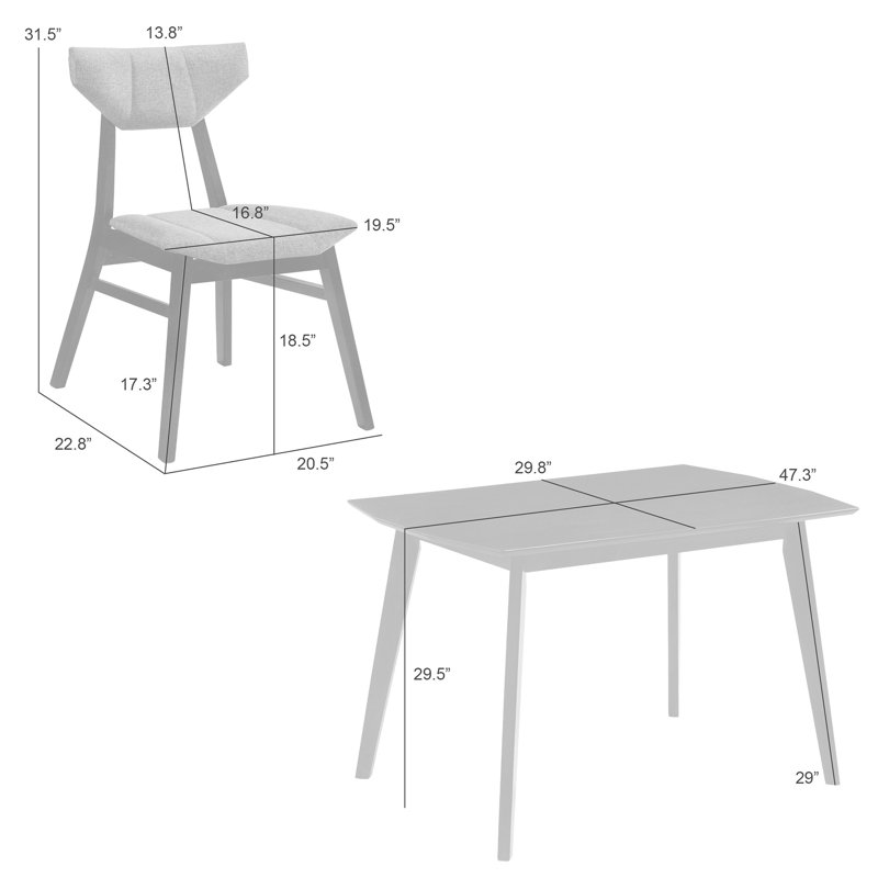 Ensemble de salle à manger rectangulaire en noyer 5 pièces avec chaises rembourrées vert olive Deason, Vert