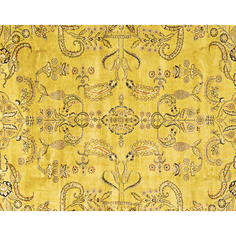 Hand Knotted Wool Area Rug in Gold And Black
