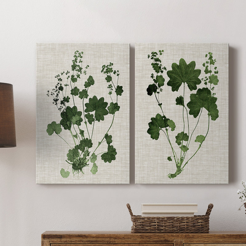 Feuillage de forêt sur toile de lin III - Toile tendue avec châssis de qualité supérieure - Prêt à être accroché