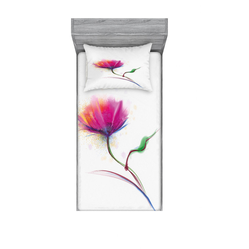 Ensemble de draps à motif floral Simplistic Poppy, Taie d'oreiller pour lit simple