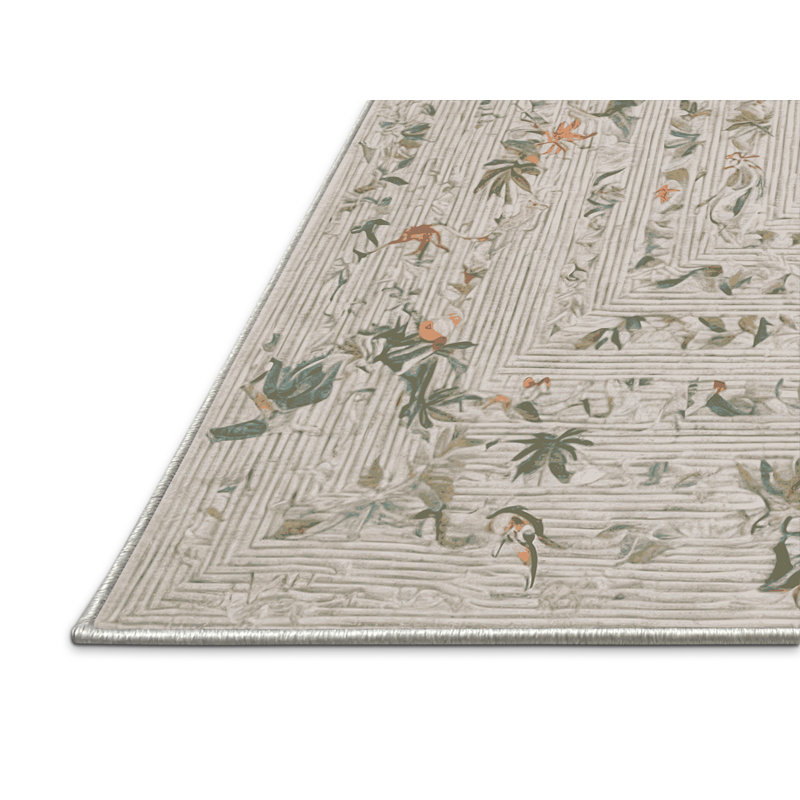 Tapis beige soyeux et moelleux, Tapis de couloir 2 pi x 4 pi