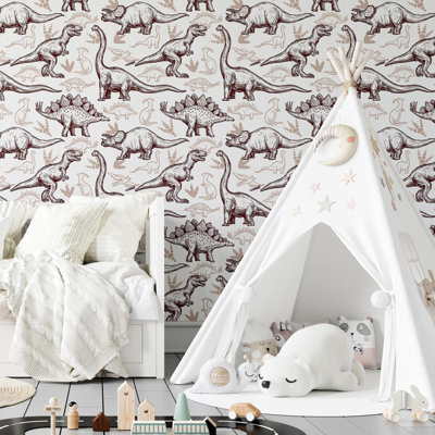 Rouleau de papier peint adhésif Kemar Dinosaurs L 8,5 pi x l 24 po