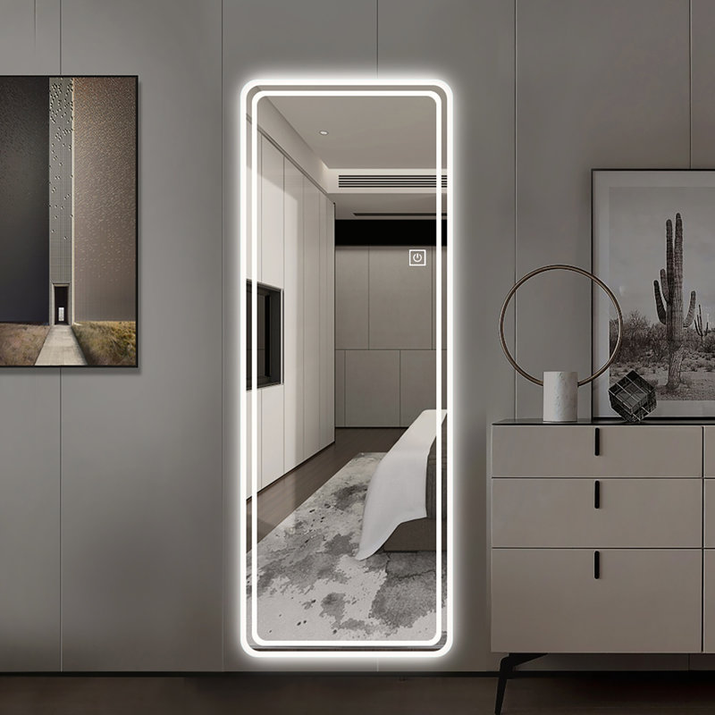 Wall Mounted LED Lighting Mirror/Bathroom Mirror/Full-Length Mirror/Makeup Mirror, Three Color Lighting+Dimming+IP44 Waterproof+Anti Fog+Touch Switch , Mirror