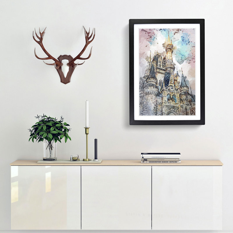 Magic Kingdom in Orlando Florida in Abstract - Picture Frame Painting Print, Black, 60cm H x 40cm W x 2cm D