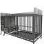 Grande cage pour animaux avec rouleau et cuve en fer de 57,72 po Profondeur, 23,73 de largeur, 34,01 de hauteur, noir + gris fumée sur roulettes: gris-1043712452-1043712474