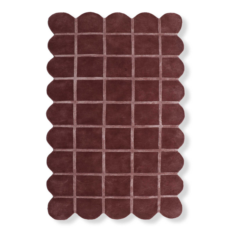 Tapis géométrique touffeté à la main rouge, Rectangle 9 pi x 12 pi