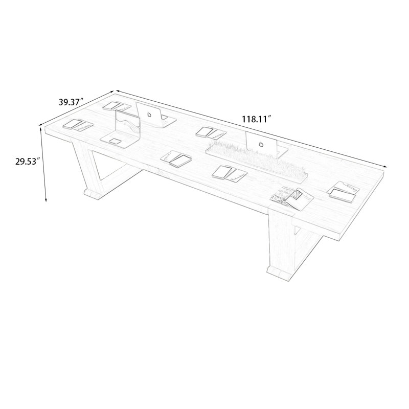Table de conférence Burlywood, H 29,53 po x L 118,11 po x l 39,37 po