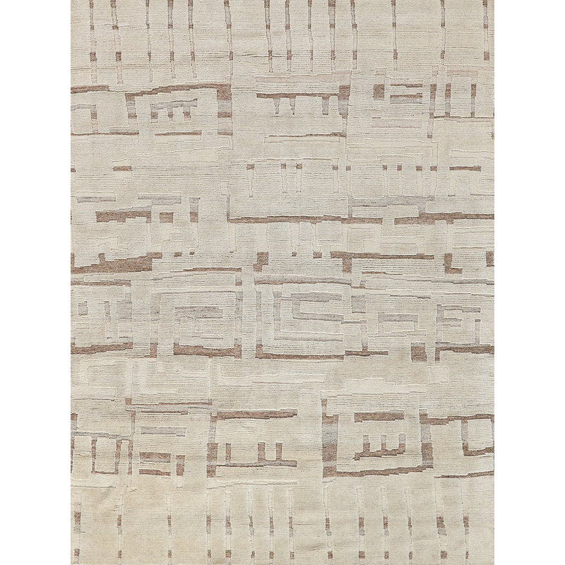 Calexico Wool Abstract Area Rug in Beige/Ivory, Rectangle 14' x 18'