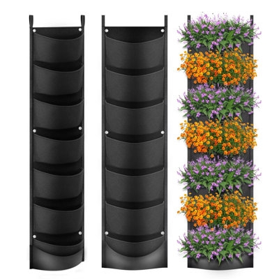 iPower 7 Pockets Hanging Vertical Wall Planter, Upgraded Deeper Waterproof Herb Flower Growing Pouch Felt Cloth for Yard Garden Courtyard Fence Home, Balcony Office Decoration
