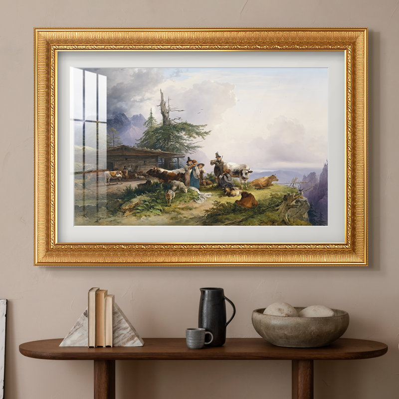 Une ferme alpine sur l'Untersberg, 1835 - Friedrich Gauermann - Estampe encadrée sur mesure, 20x28 INNER SIZE