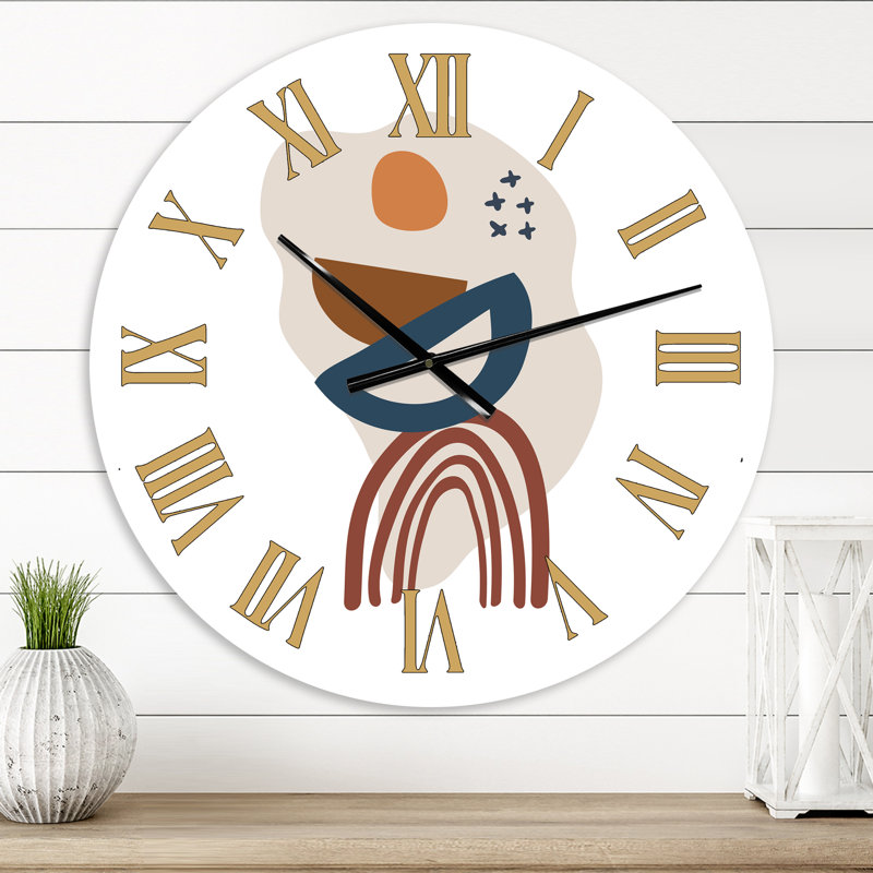 Elementary Shapes In Terracotta Tones I - Horloge murale moderne, Moyenne
