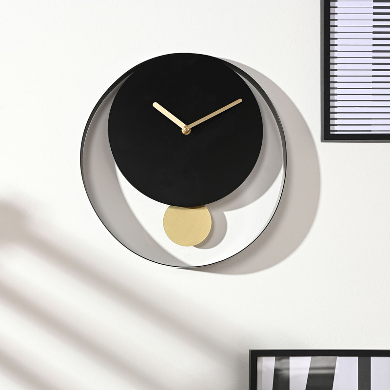 Metal Wall Clock, Black/Gold