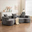 Canapé moderne en velours côtelé Sofas, 3 coussins inclus pour le salon, crème et amp; Gris ardoise | Gris | Mousse et ressort